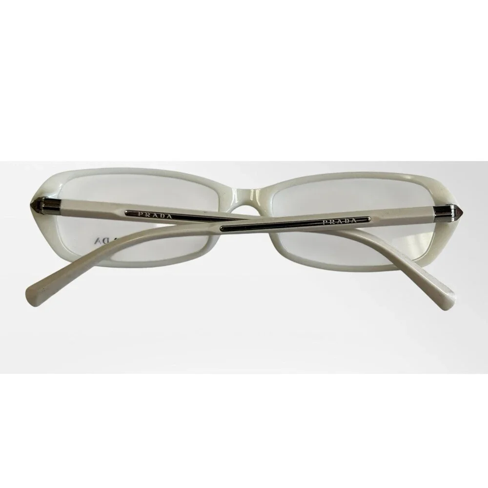 Authentic Prada VPR04O 7S3-101 White Rectangle Eyeglass Frames 54-16-135 Italy